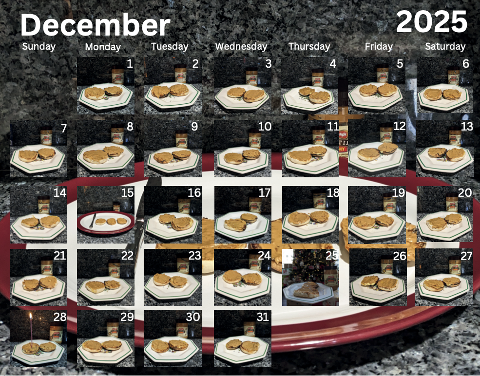 Peanut Butter and English Muffin Wall Calendar 2025