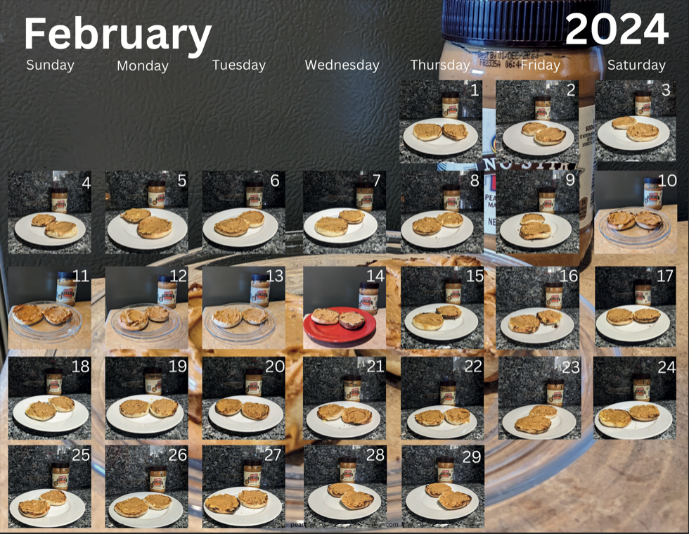 Peanut Butter and English Muffin 2024 wall calendar