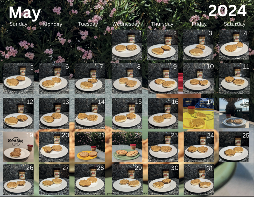 Peanut Butter and English Muffin 2024 wall calendar
